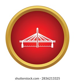 Cable stayed bridge icon representing infrastructure, connection, and engineering