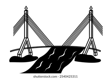 O cabo ficou ilustração do desenho da ponte.