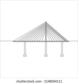 Cable stayed bridge outline vector illustration line drawing