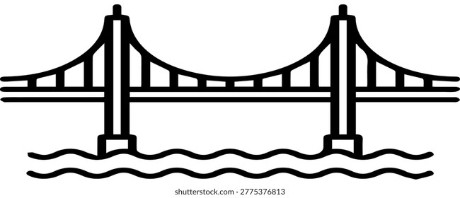 cable stayed bridge over water silhouette illustration