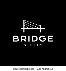 cable stayed bridge steel construction building simple minimal modern logo design vector icon illustration