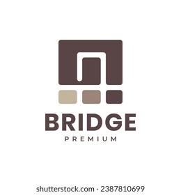 cable stayed gate bridge building construction simple flat architect modern logo design vector icon illustration