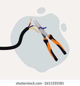 Cable stripping pliers graphic stock illustration
