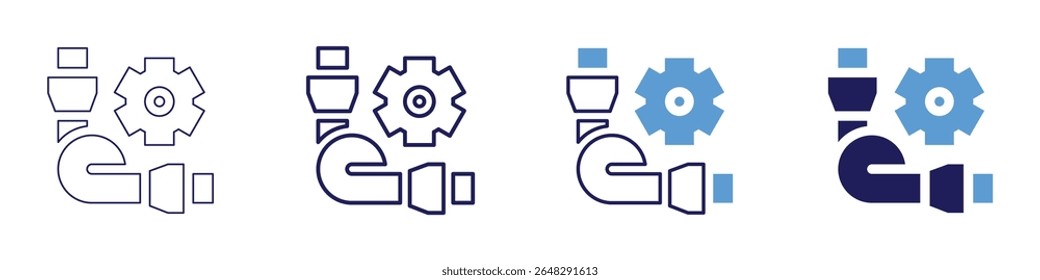 Cable systems icon in 4 different styles. Thin Line, Line, Bold Line, Duotone. Duotone style. Editable stroke.