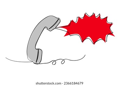 cable telephone, angry line art continuous, vector sketch doodle
