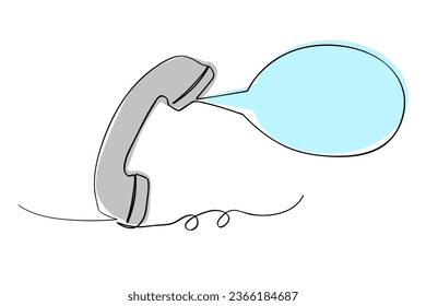 cable telephone, bubble chat talk line art continuous, vector sketch doodle
