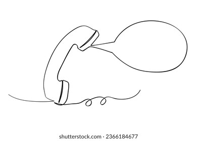 teléfono por cable, línea de arte continuo, dibujo vectorial doodle
