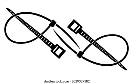 Cable Tie Icon, Hose Tie, Zip Tie Icon Vector Art Illustration