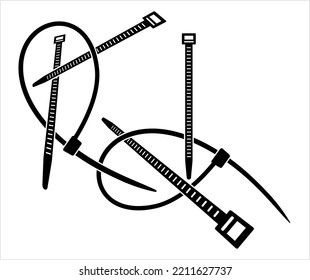 Cable Tie Icon, Hose Tie, Zip Tie Icon Vector Art Illustration