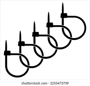 Cable Tie Icon, Hose Tie, Zip Tie Icon Vector Art Illustration