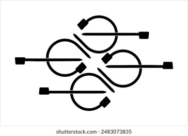 Cable Tie Icon, Hose Tie, Zip Tie Icon Vector Art Illustration