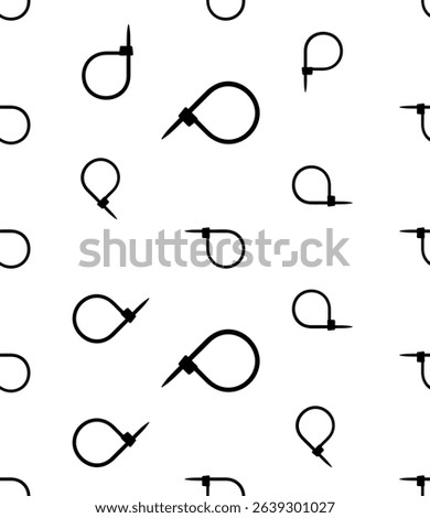 Cable Tie Icon Seamless Pattern, Hose Tie, Zip Tie Icon Vector Art Illustration