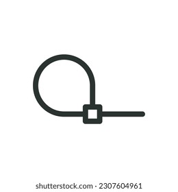 Cable tie isolated icon, zip tie vector icon with editable stroke