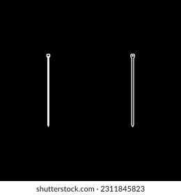 Cable tie zip building material set icon white color vector illustration image solid fill outline contour line thin flat style