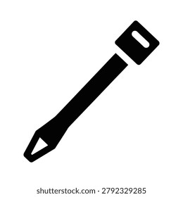 Cable tie or zip tie fastener vector silhouette illustration with fastener