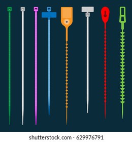 Cable ties many type color connect fasten release tight