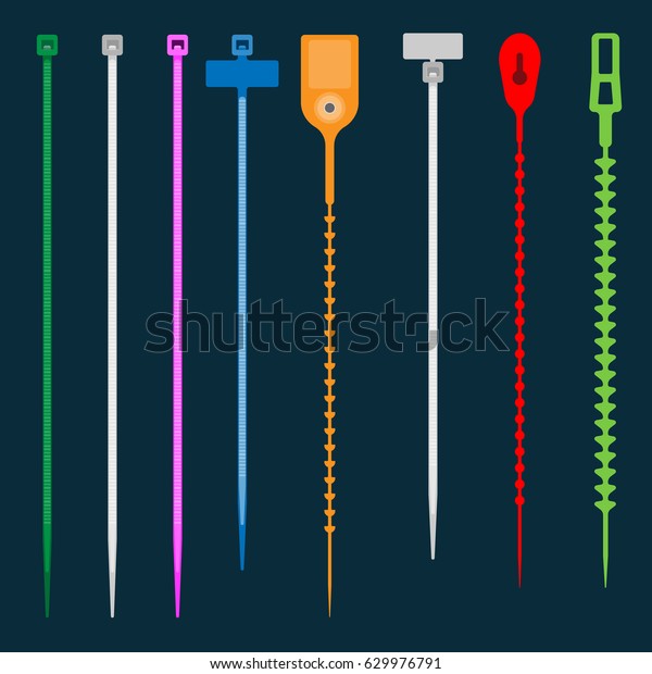 Cable\
ties many type color connect fasten release\
tight