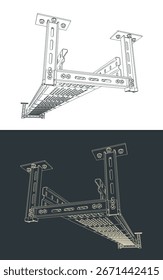 Cable tray system close up stylized vector illustrations