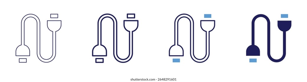 Cable trends icon in 4 different styles. Thin Line, Line, Bold Line, Duotone. Duotone style. Editable stroke.