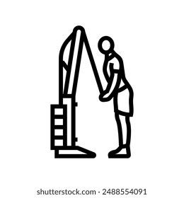 cable tricep pushdowns arm fitness exercise line icon vector. cable tricep pushdowns arm fitness exercise sign. isolated contour symbol black illustration
