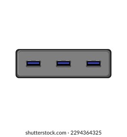 caricatura del hub de cable usb. tecnología de datos, señal de conexión de cable digital usb hub. ilustración vectorial de símbolo aislado