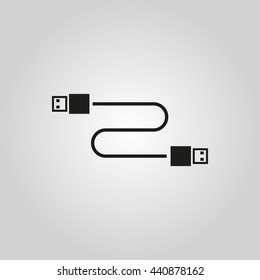 The cable usb icon. Transfer and connection, data symbol. UI. Web. Logo. Sign. Flat design. App. Stock vector