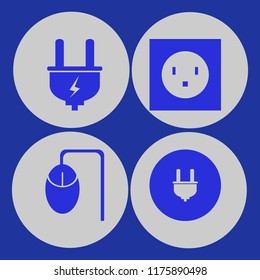 cable vector icons set. with electric outlet, computer mouse and plug in set