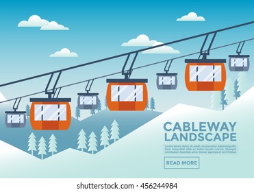 Cable Way Landscape Illustration