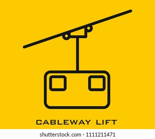 Cable way lift icon signs