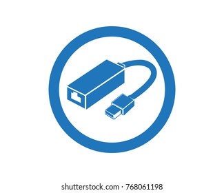 Cable wire computer and plug icons set