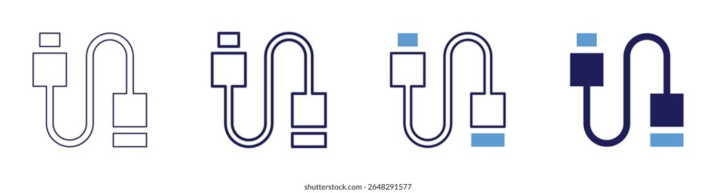 Cable wire icon in 4 different styles. Thin Line, Line, Bold Line, Duotone. Duotone style. Editable stroke.