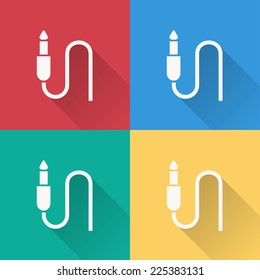 cable wire icon , flat design on 4 color background