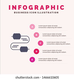 Cable, Wire, Joint, Capacitors Solid Icon Infographics 5 Steps Presentation Background. Vector Icon Template background