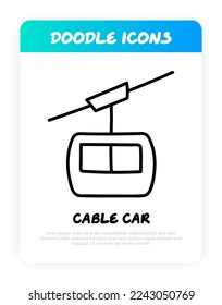 Cablecar, funicular doodle icon. Public mountain transport. Vector illustration.