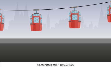 Cable-car on rope-way cartoon drawing 