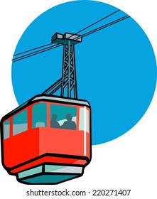Cable-car on rope-way. Gondola.