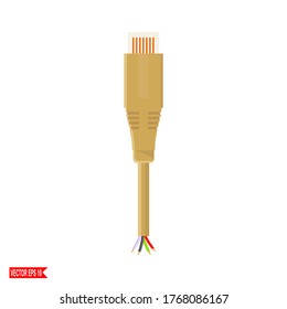 
cables and connectors. illustration of usb, cable and connector in a flat style