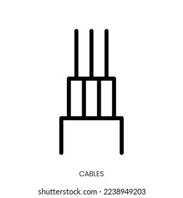 cables icon. Line Art Style Design Isolated On White Background