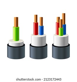 Cables and Wires Set. Realistic Style Vector