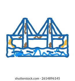 cable-stayed bridge doodle icon sketch vector. cable-stayed bridge sign. isolated symbol illustration