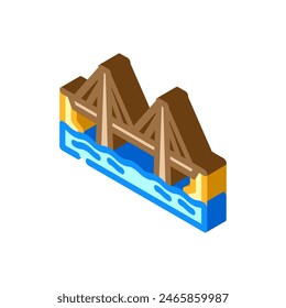 cable-stayed bridge isometric icon vector. cable-stayed bridge sign. isolated symbol illustration