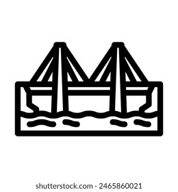 cable-stayed bridge line icon vector. cable-stayed bridge sign. isolated contour symbol black illustration