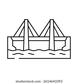 cable-stayed bridge line icon vector. cable-stayed bridge sign. isolated contour symbol black illustration