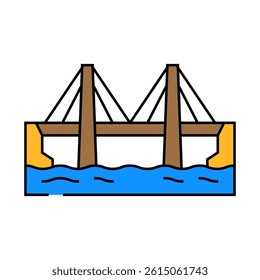 cable-stayed bridge line icon vector. cable-stayed bridge sign. isolated symbol illustration