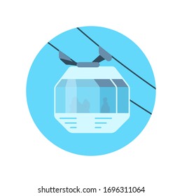 Icono de camión de cableway aislado о т fondo blanco.  Ascensor aéreo. Señal de estación de esquí. Ilustración vectorial de estilo plano.