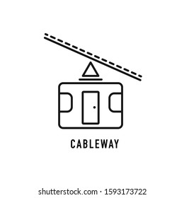 Cableway icon in line style on white background. Vector sign
