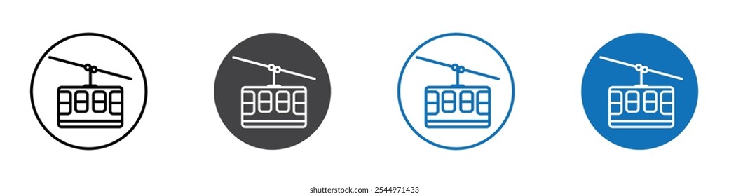 Cableway icon Logo sign in thin line outline