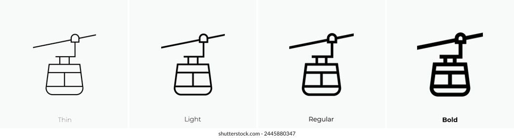 cableway icon. Thin, Light Regular And Bold style design isolated on white background