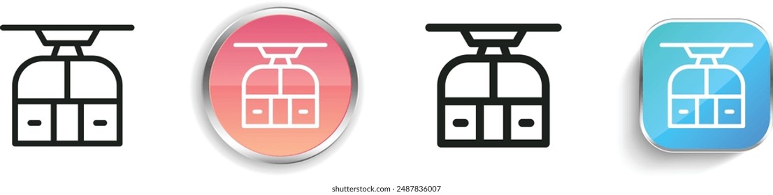 cableway icon. Thin Linear, Regular and Button Style Design Isolated On White Background