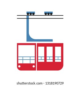 cableway trolley simlple art geometric illustration. Icon, graphic symbol, part of image design Various transport, city transportation and machinery